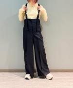 T/Wライトミドルツイル サスペンダー付きハイウエストパンツ