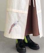 Bird Embroidery Wrap Skirt