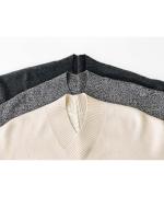 ホワイトカシミヤ・横編ニットプルオーバー