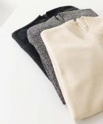 ホワイトカシミヤ・横編ニットプルオーバー