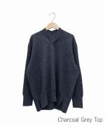 ホワイトカシミヤ・横編ニットプルオーバー