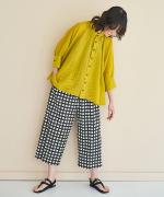 ギンガムチェックプリント　ギャザーパンツ