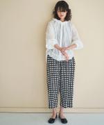 ギンガムチェックプリント　ギャザーパンツ