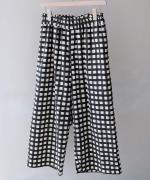 ギンガムチェックプリント　ギャザーパンツ