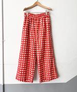 ギンガムチェックプリント　ギャザーパンツ