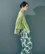 カットジャガードプリント　ピンタックパンツ