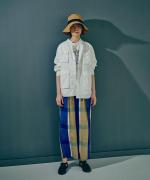 ライトポプリン&コットンビッグメッシュ　ポケットブラウス