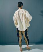 ライトポプリン&コットンビッグメッシュ　ポケットブラウス