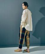 ライトポプリン&コットンビッグメッシュ　ポケットブラウス