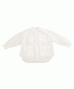 ライトポプリン&コットンビッグメッシュ　ポケットブラウス