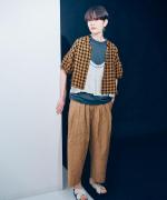 メッシュギンガムチェック　ブラウス