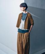 メッシュギンガムチェック　ブラウス