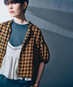 メッシュギンガムチェック　ブラウス