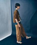 メッシュギンガムチェック　ブラウス