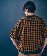 メッシュギンガムチェック　ブラウス