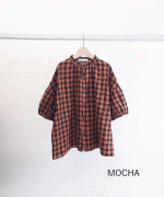 メッシュギンガムチェック　ブラウス