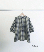 メッシュギンガムチェック　ブラウス