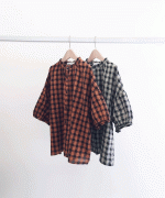 メッシュギンガムチェック　ブラウス