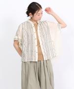 コットンガーゼクロスステッチ刺繍 ブラウス