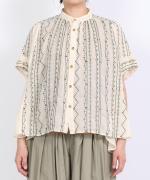 コットンガーゼクロスステッチ刺繍 ブラウス