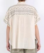 コットンガーゼクロスステッチ刺繍 ブラウス