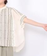 コットンガーゼクロスステッチ刺繍 ブラウス