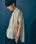 コットンガーゼクロスステッチ刺繍 ブラウス