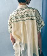 コットンガーゼクロスステッチ刺繍 ブラウス