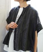 コットンガーゼクロスステッチ刺繍 ブラウス