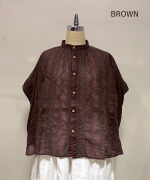 コットンガーゼクロスステッチ刺繍 ブラウス