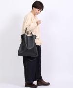 コットンストライプ　裾フリルブラウス