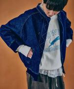 コットンストライプ　裾フリルブラウス