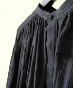 コットンストライプ　裾フリルブラウス