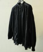 コットンストライプ　裾フリルブラウス