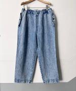 綿麻デニム　ワンタックパンツ