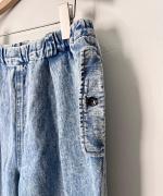 綿麻デニム　ワンタックパンツ