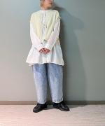 綿麻デニム　ワンタックパンツ