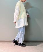 綿麻デニム　ワンタックパンツ