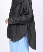 綿麻ライトオンスデニム　衿刺繍ブラウス