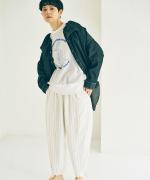 綿麻ライトオンスデニム　衿刺繍ブラウス