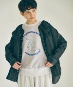 綿麻ライトオンスデニム　衿刺繍ブラウス