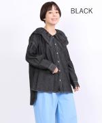 綿麻ライトオンスデニム　衿刺繍ブラウス