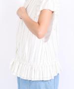 綿麻ストライプ　ブラウス