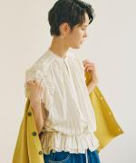 綿麻ストライプ　ブラウス
