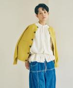 綿麻ストライプ　ブラウス