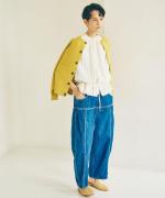 綿麻ストライプ　ブラウス