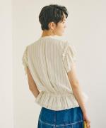 綿麻ストライプ　ブラウス