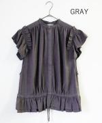 綿麻ストライプ　ブラウス