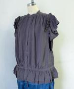 綿麻ストライプ　ブラウス