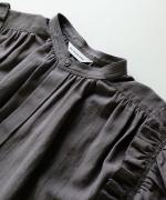 綿麻ストライプ　ブラウス